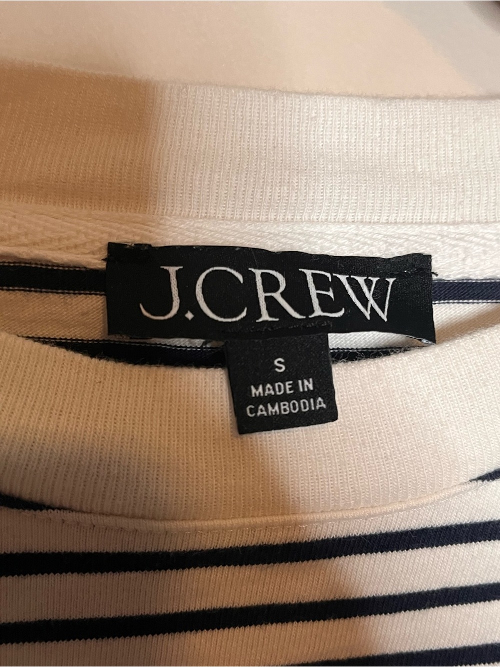 J.CREW Black White Striped Boxy Cropped Tee Size Small - Picture 4 of 5